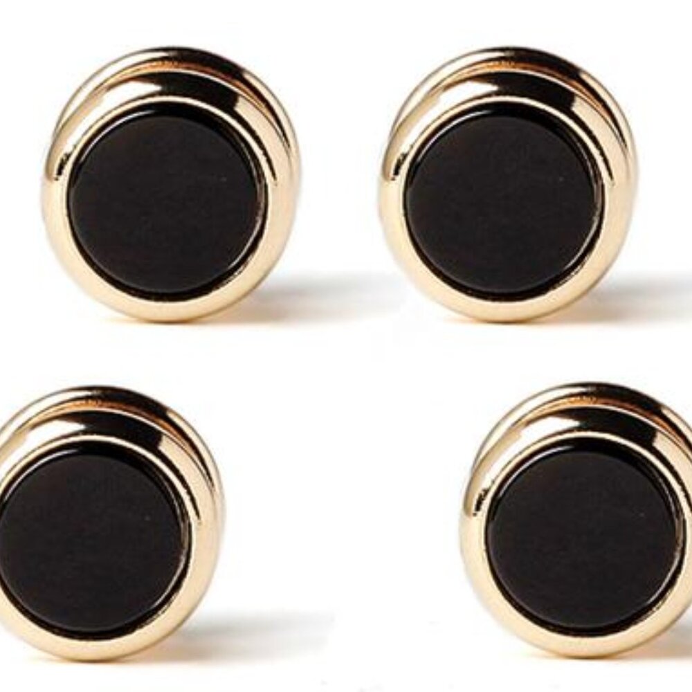 Genuine Onyx Stone Classic Round 4 GOLD Studs